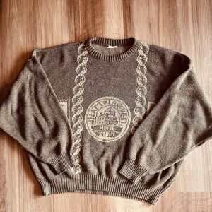 Vintage German beer Sweater Mens Large Knit Crewneck Stout Brewery Ship Pullover